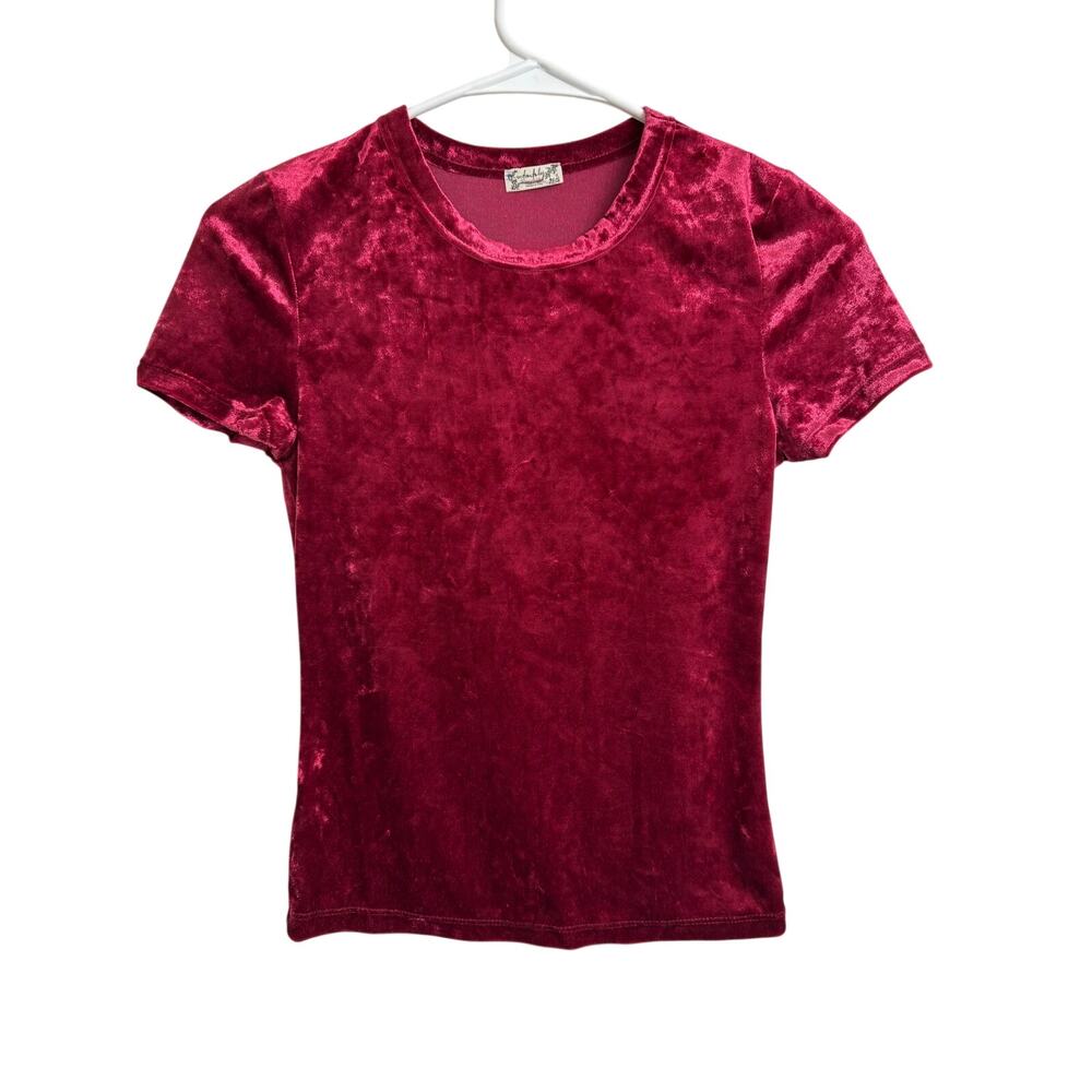 Intimately Free People Red Velvet Short Sleeve Baby Tee Top XSmall